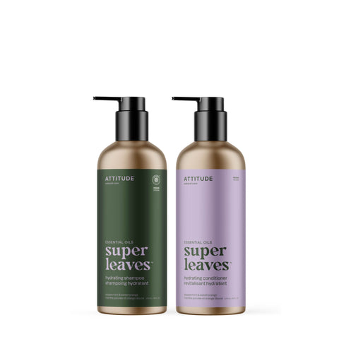 Hydrating shampoo and conditioner duo : SUPER LEAVES™ | ESSENTIAL OILS