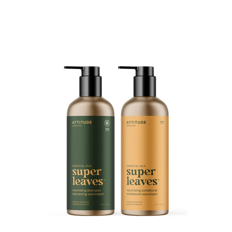 Volumizing shampoo and conditioner duo : SUPER LEAVES™ | ESSENTIAL OILS
